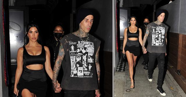 kourtney kardashian and travis barker dine at craigs in west hollywood