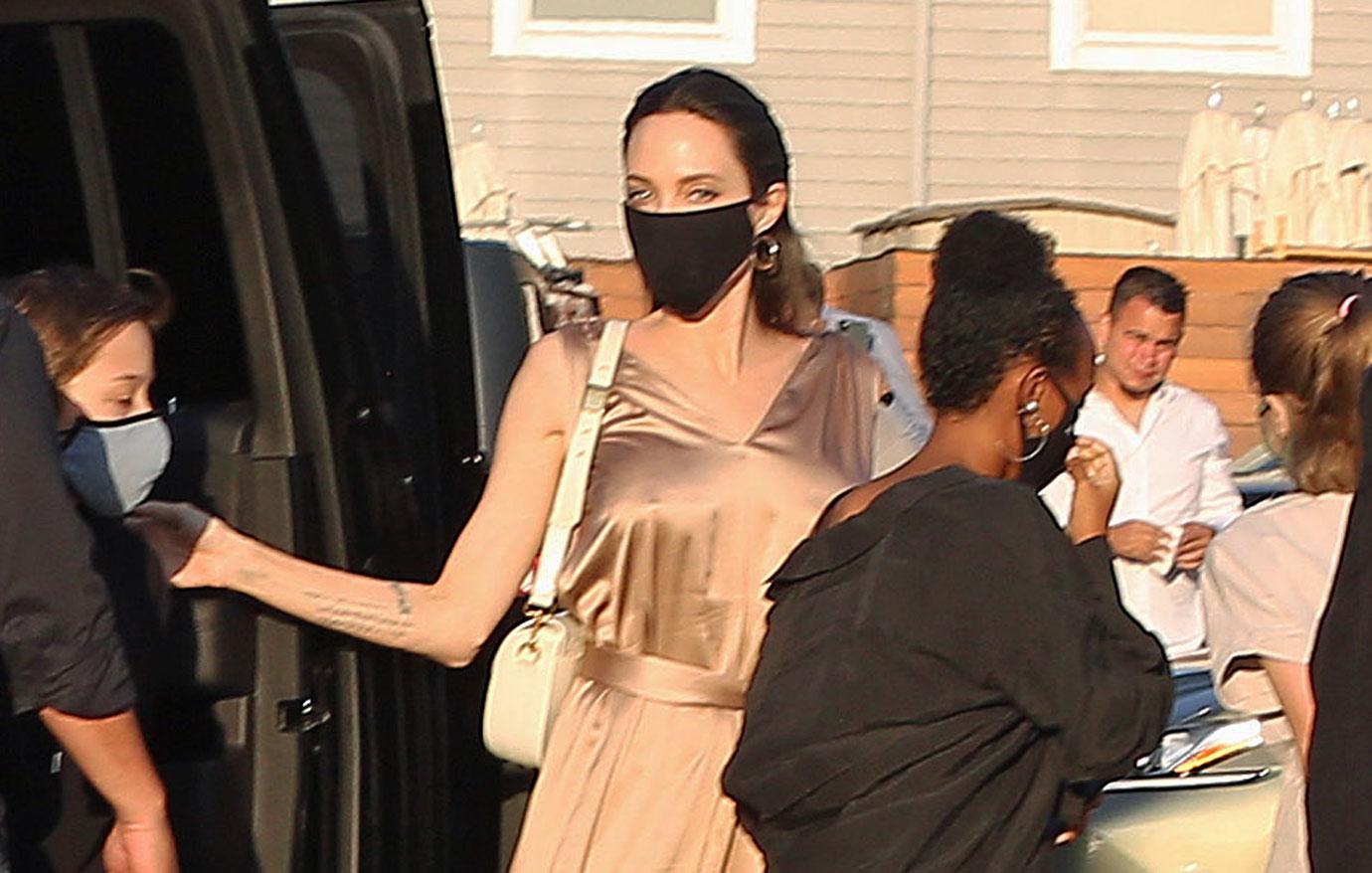 Celebs Out & About With Face Masks On: Angelina Jolie