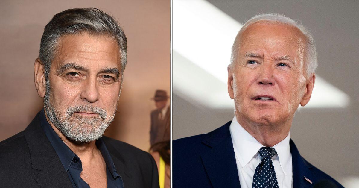 Composite photo of George Clooney and President Joe Biden