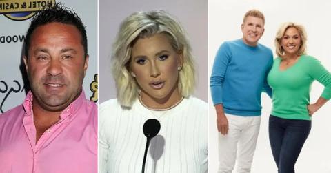 Photos of Joe Giudice, Savannah Chrisley and Todd and Julie Chrisley.