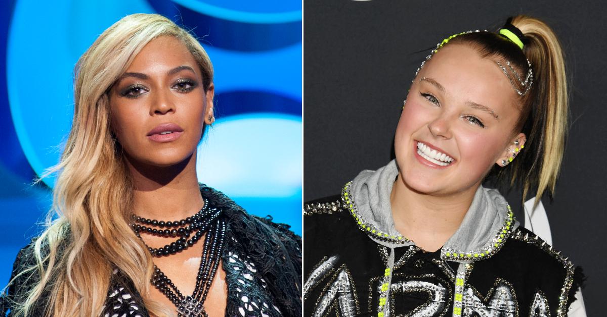 Photo of Beyoncé; picture of JoJo Siwa.