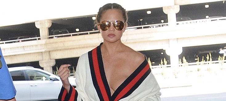 PICS] Chrissy Teigen Nip Slip No Bra Wardrobe Malfunction