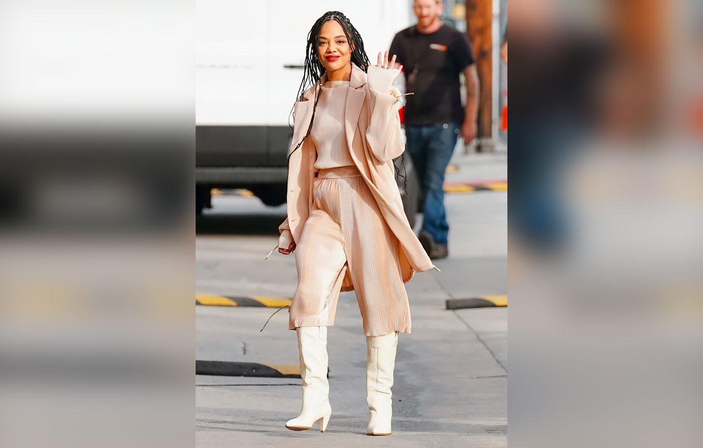 tessa thompson arriving jimmy kimmel live