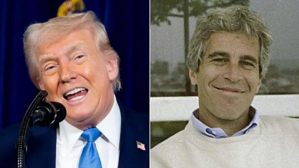 split of Donald Trump and Jeffrey Epstein. 