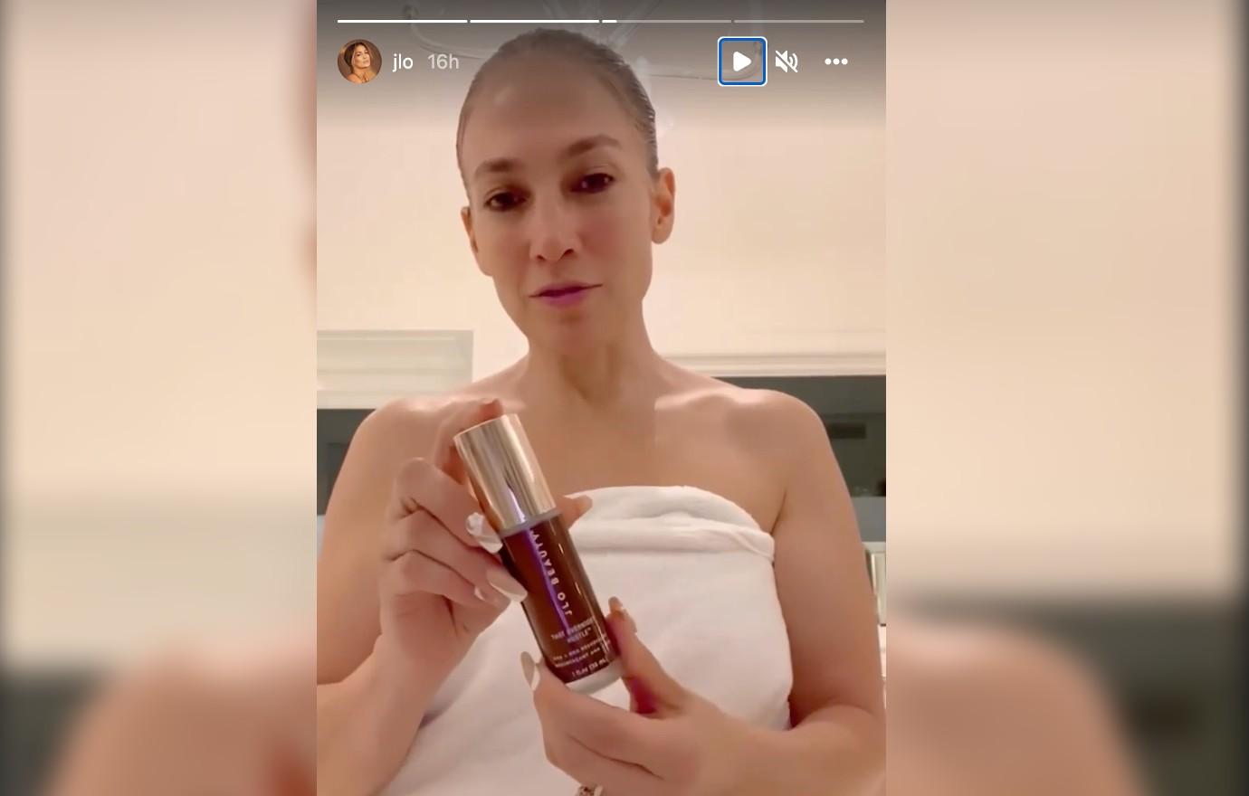 Jennifer Lopez shows off 'makeup-free glow' in Instagram tutorial