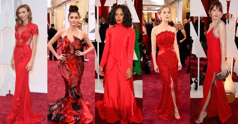 2015 Oscars women in red
