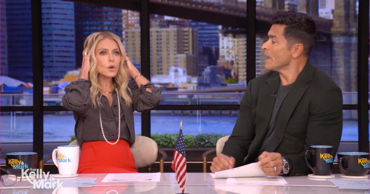 Image of Kelly Ripa was taken aback by Mark Consuelos' morbid joke.