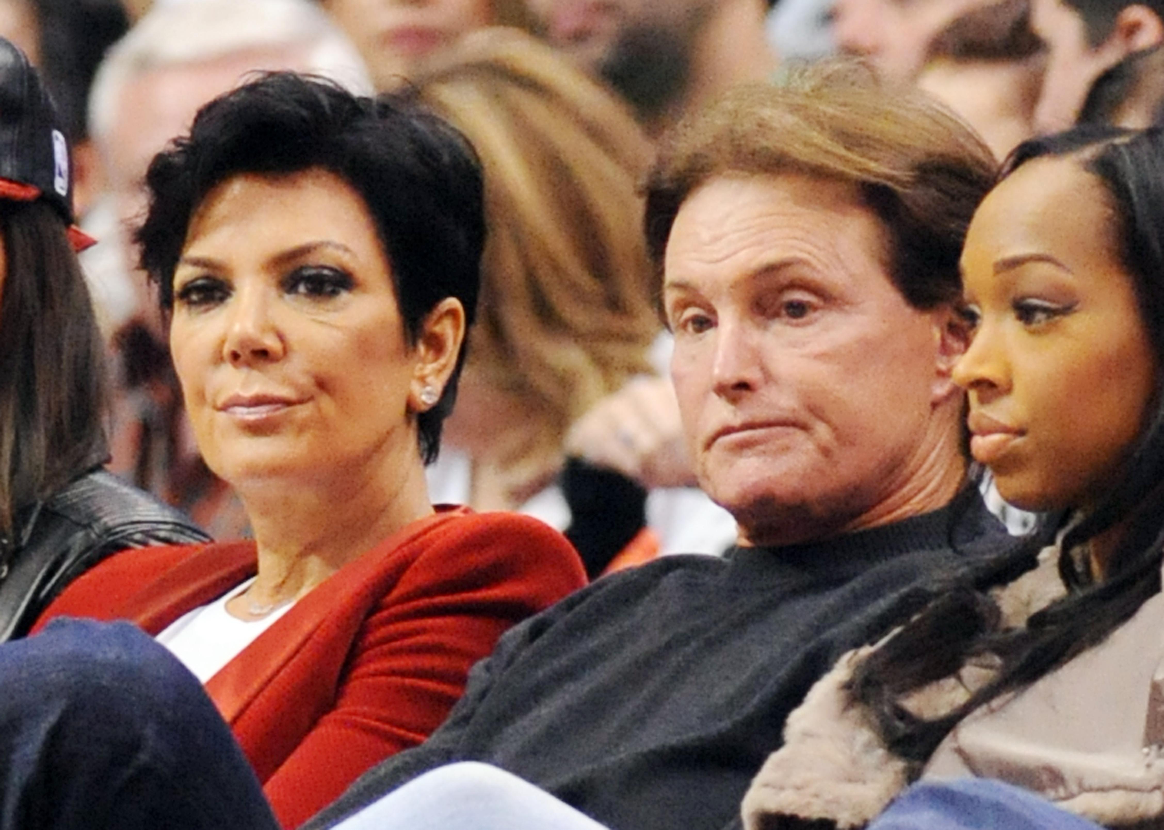 One of the last sightings of Kris Jenner and Bruce Jenner together, Staples Center, Los Angeles, CA