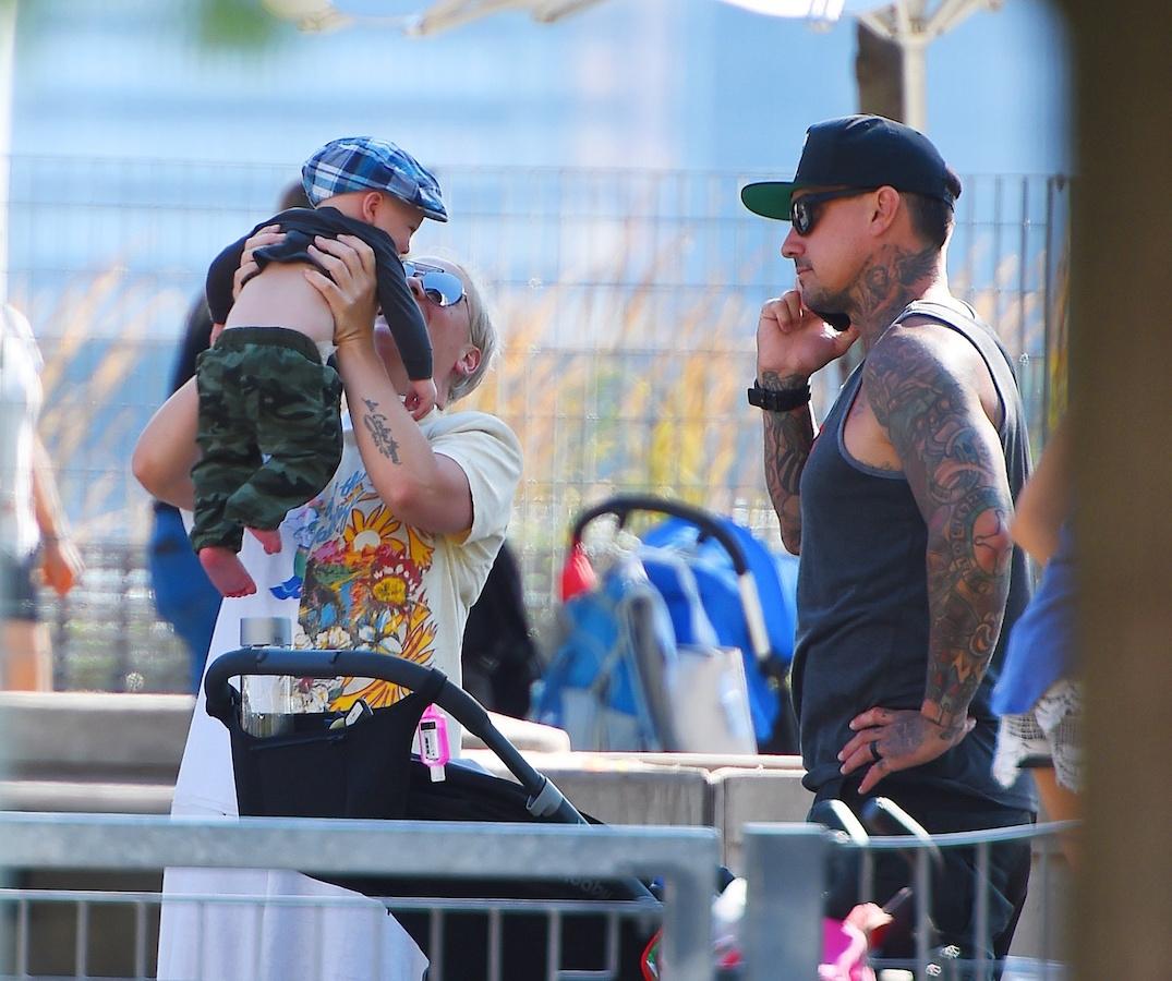 Pink and her husband Carey Hart take the kids to the park in Tribeca