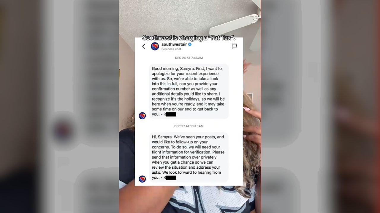 Image of the woman was allegedly asked to buy an extra seat for being 'plus-size.'