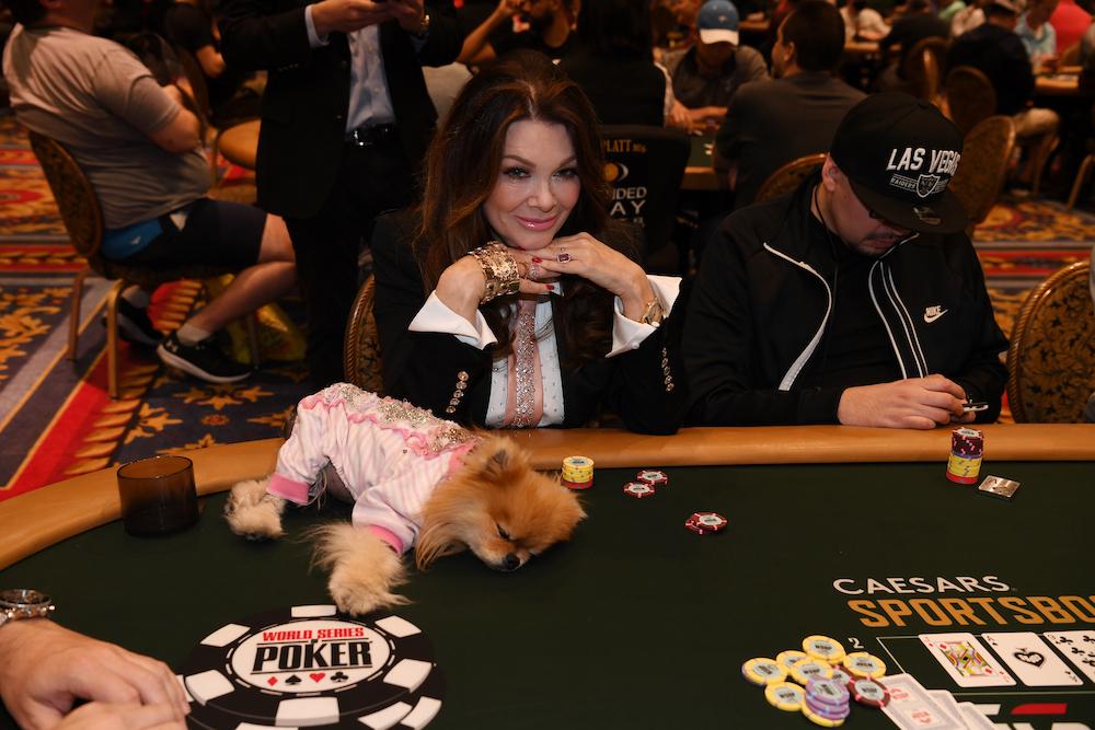 lisa vanderpump with dog puffycredit denise truscellogetty images for caesars entertainment