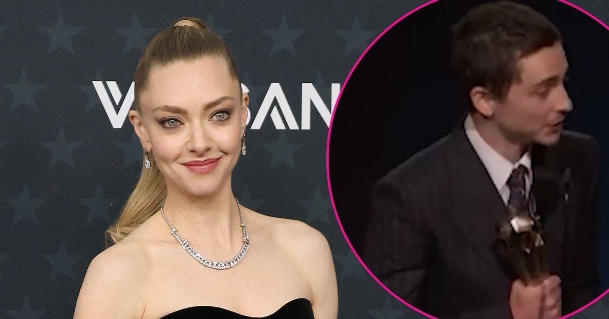 Split photo of Amanda Seyfried & Timothée Chalamet