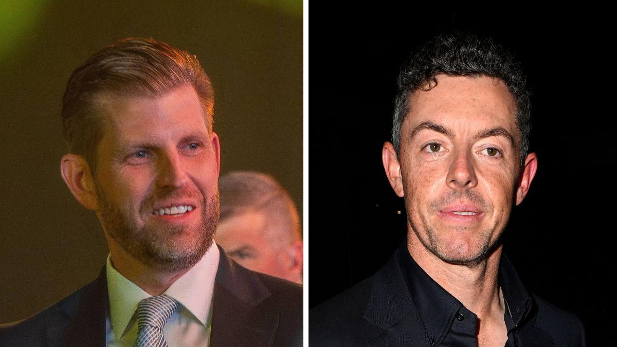 split photo of Eric Trump & Rory McIlroy