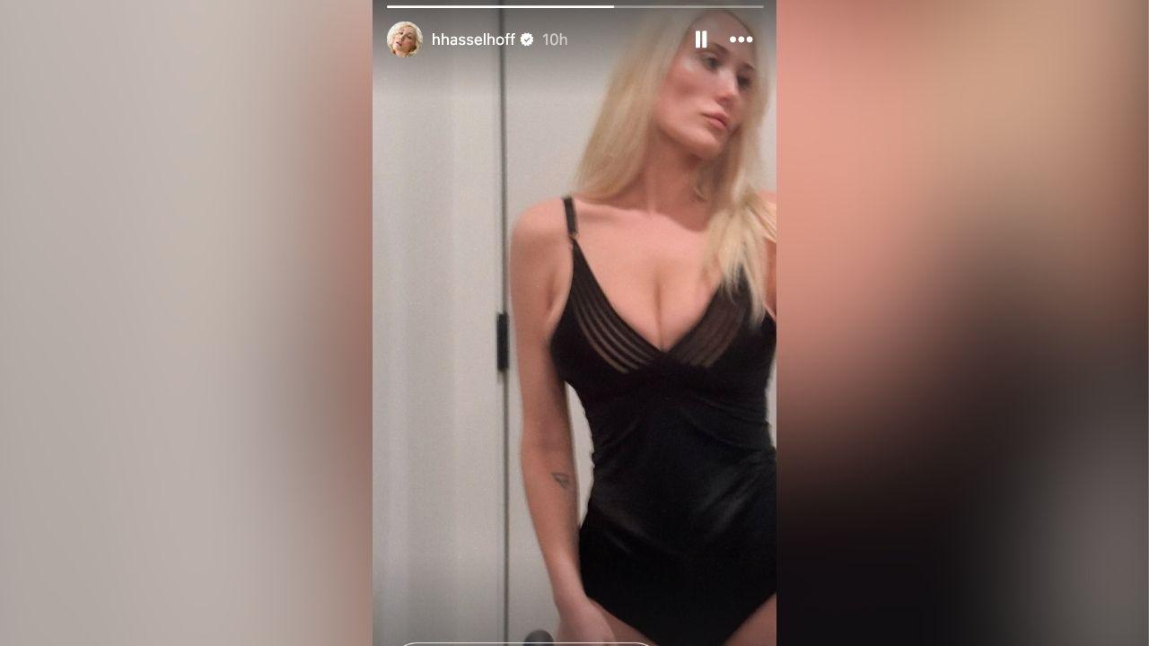 image of Hayley Hasselhoff wore a fitted black outfit in the photo.