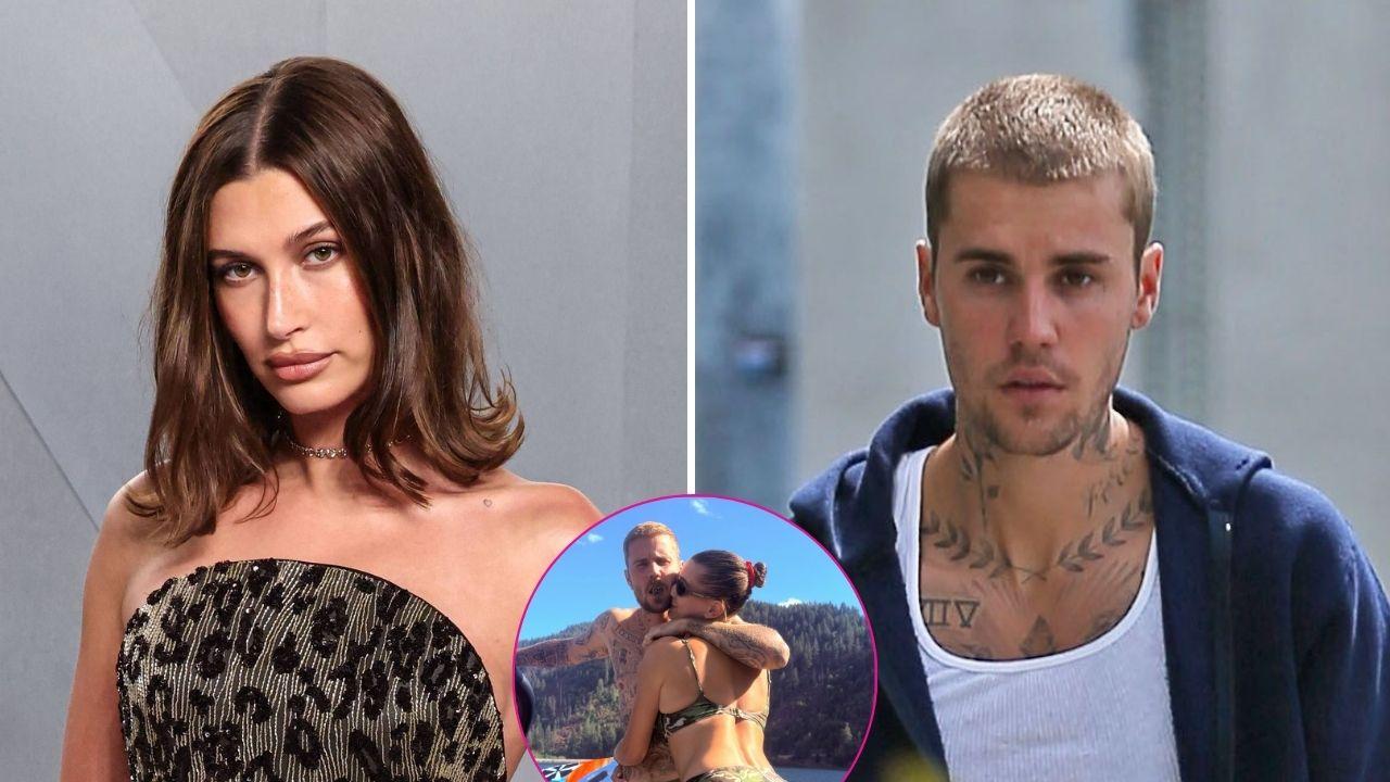 hailey bieber shows off butt cuddling justin photos