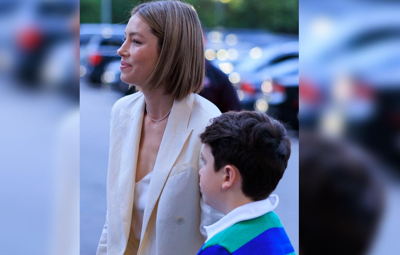 jessica biel at us open with son silas