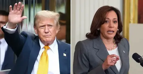 Split photo of Donald Trump and Kamala Harris.