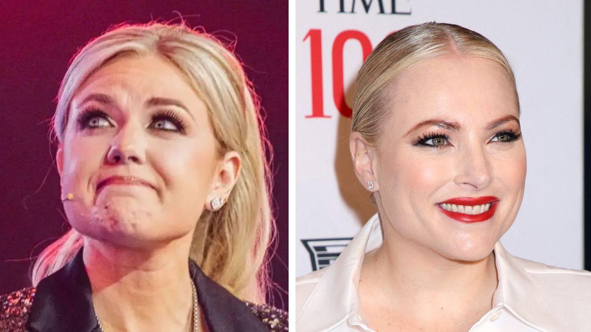 split photo of erika kirk and meghan mccain