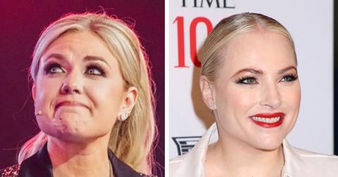 split photo of erika kirk and meghan mccain