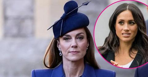image of Kate middleton, inset of meghan markle