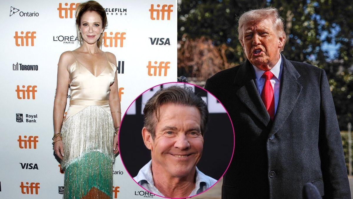 image split of Lauren holly Dennis Quaid and Donald Trump