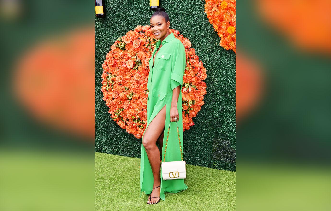 gabrielle union green dress vueve clicquot polo classic