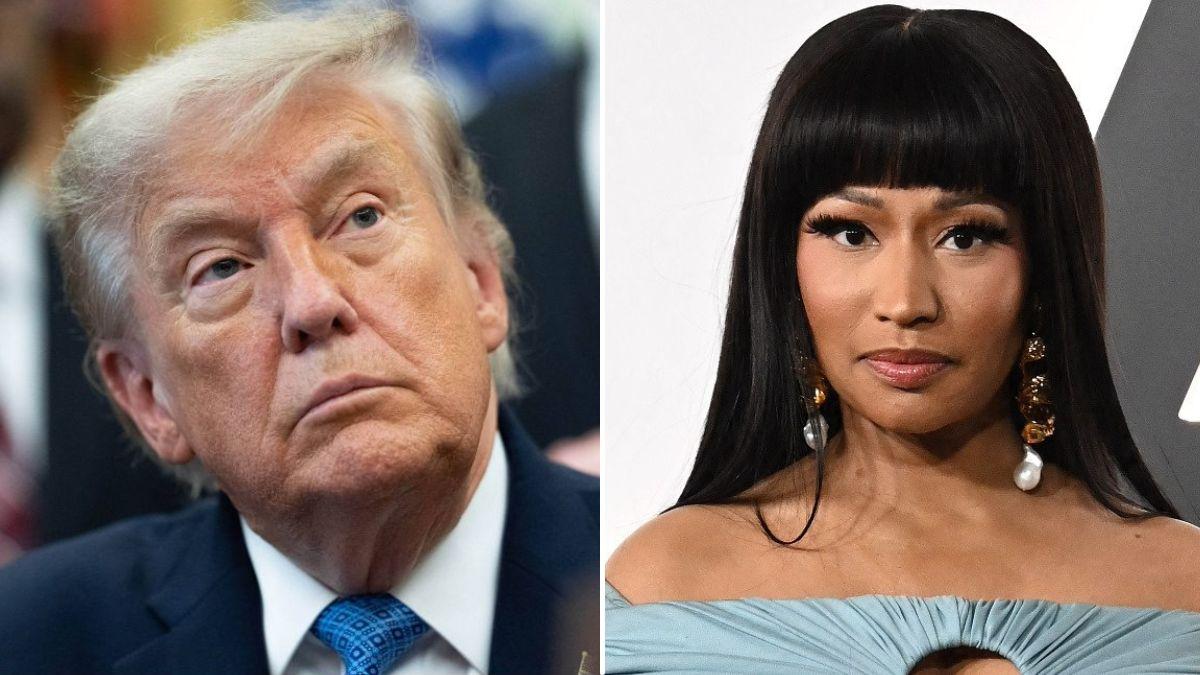 split image of Donald Trump and Nicki Minaji