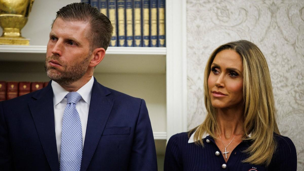 image of Lara Trump spoke about her father-in-law on the podcast. 