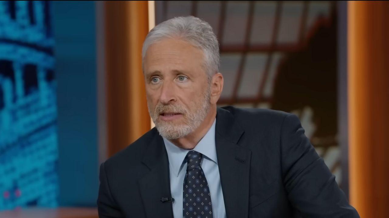 Image of Jon Stewart revisited Donald Trump's past attacks on the CNN reporter.
