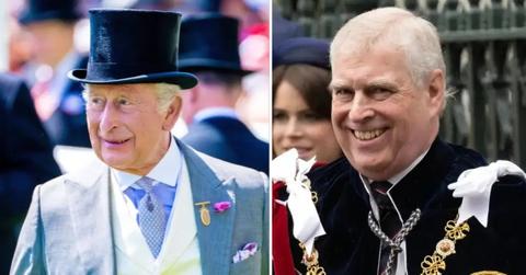 Split photo of King Charles and Prince Andrew