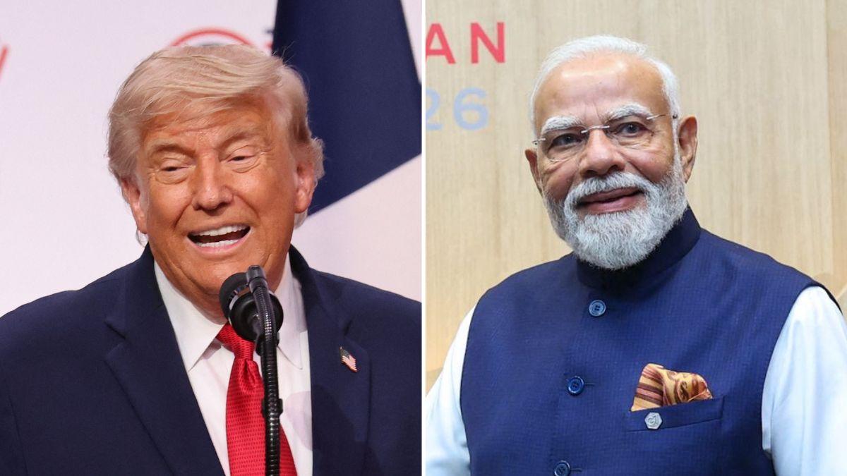 Photo of Donald Trump and Narendra Modi.