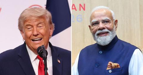 Photo of Donald Trump and Narendra Modi.