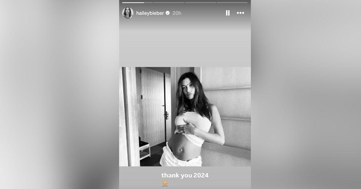 hailey bieber shares new photo bump