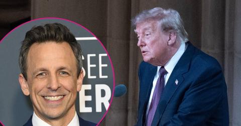 Composite photo of Seth Meyers and Donald Trump.