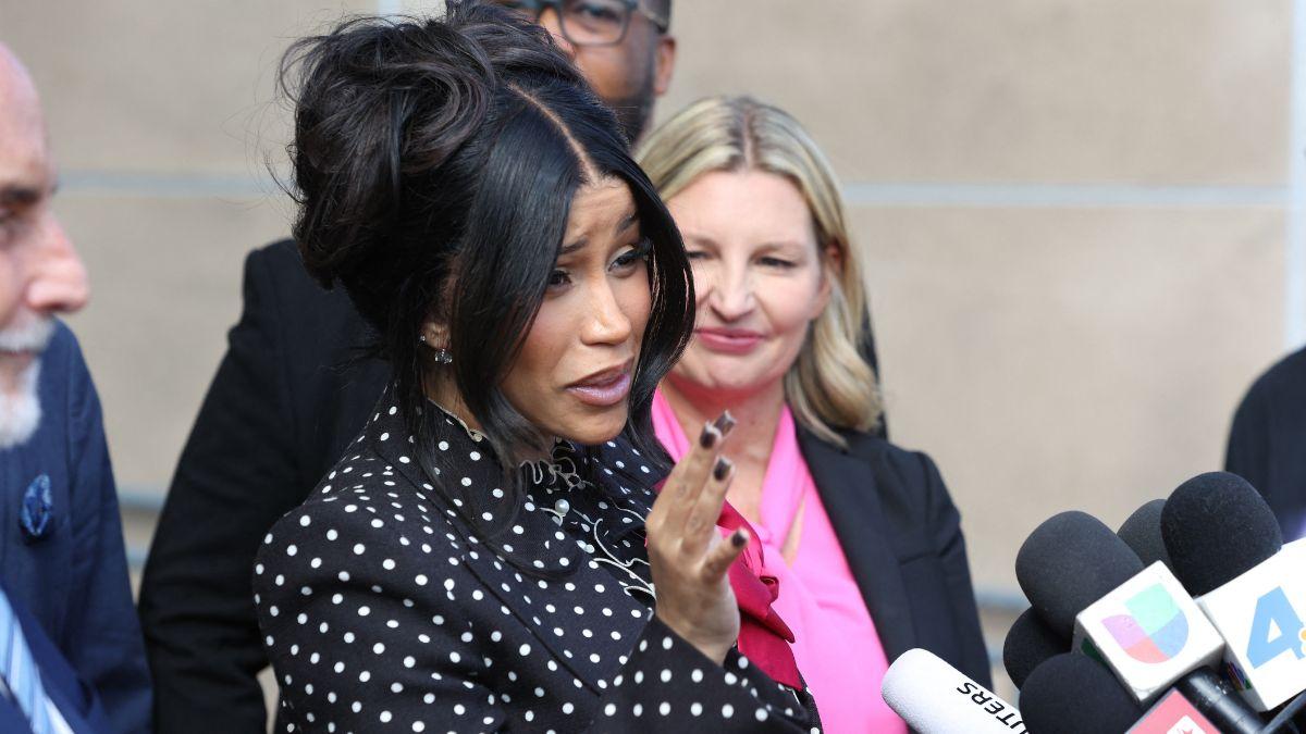 image of Cardi B later joked that 'the government' caused the fall.