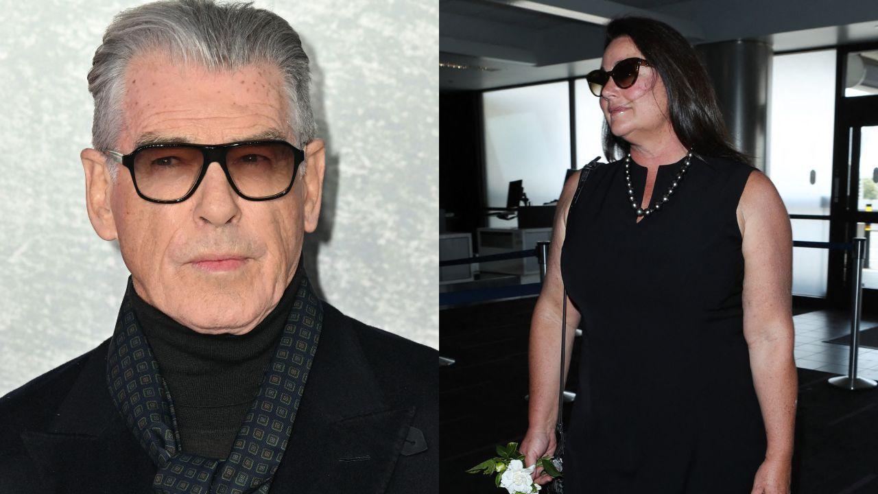 Split image of Pierce Brosnan and wife Keely Shaye Brosnan.