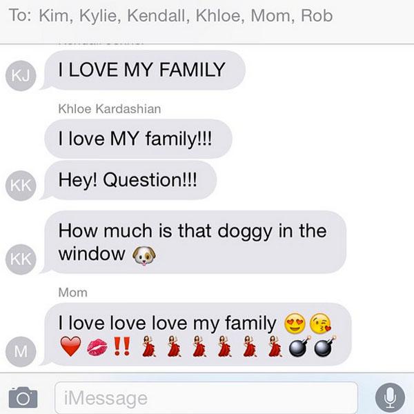 Kourtney kardashian family text