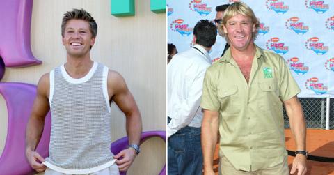 Split photo of Robert Irwin and Steve Irwin