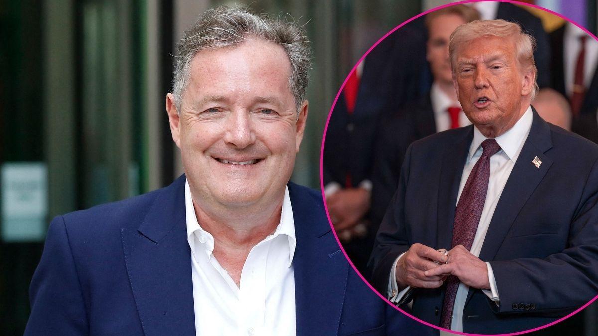 image of piers Morgan and inset of Donald Trump