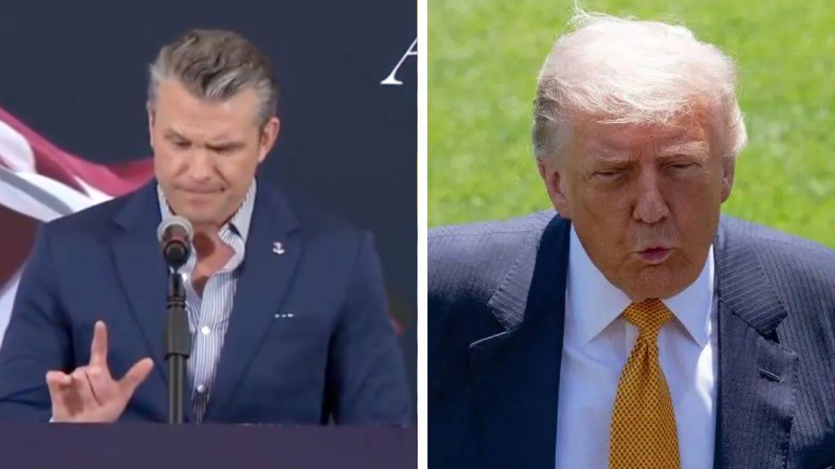 Split photo of Pete Hegseth and Donald Trump