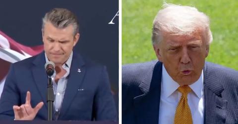 Split photo of Pete Hegseth and Donald Trump