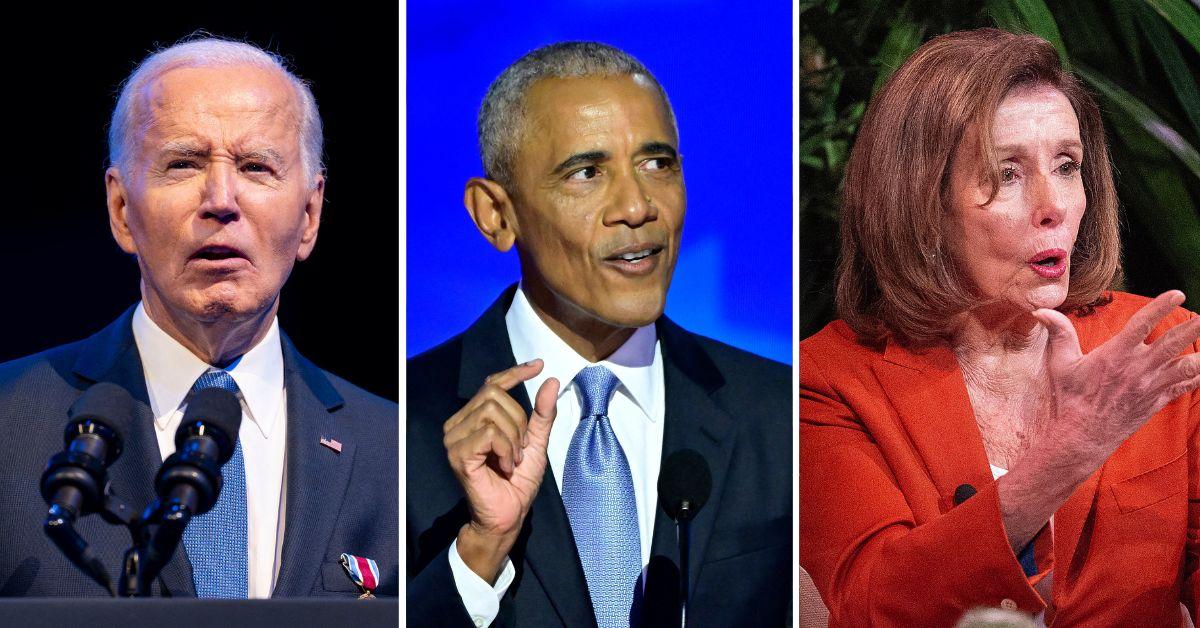 Composite photo of Joe Biden, Barack Obama and Nancy Pelosi