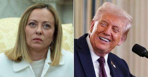 Split photo of Giorgia Meloni and Donald Trump.