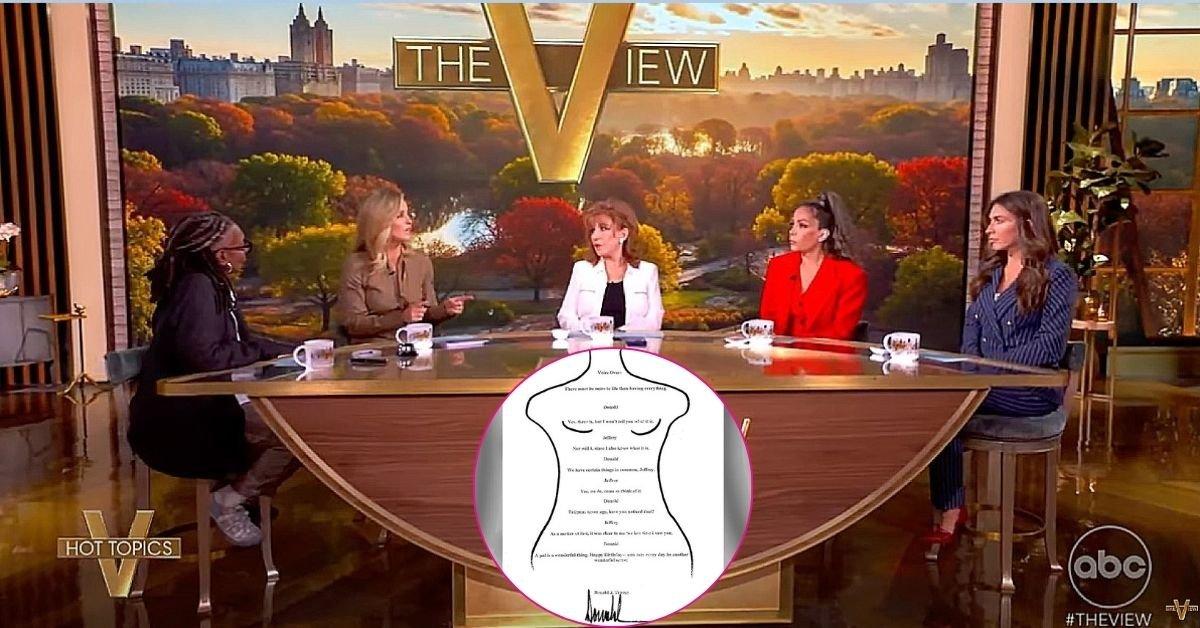 Photo of 'The View' cast and an image of Donald Trump's birthday card to Jeffrey Epstein