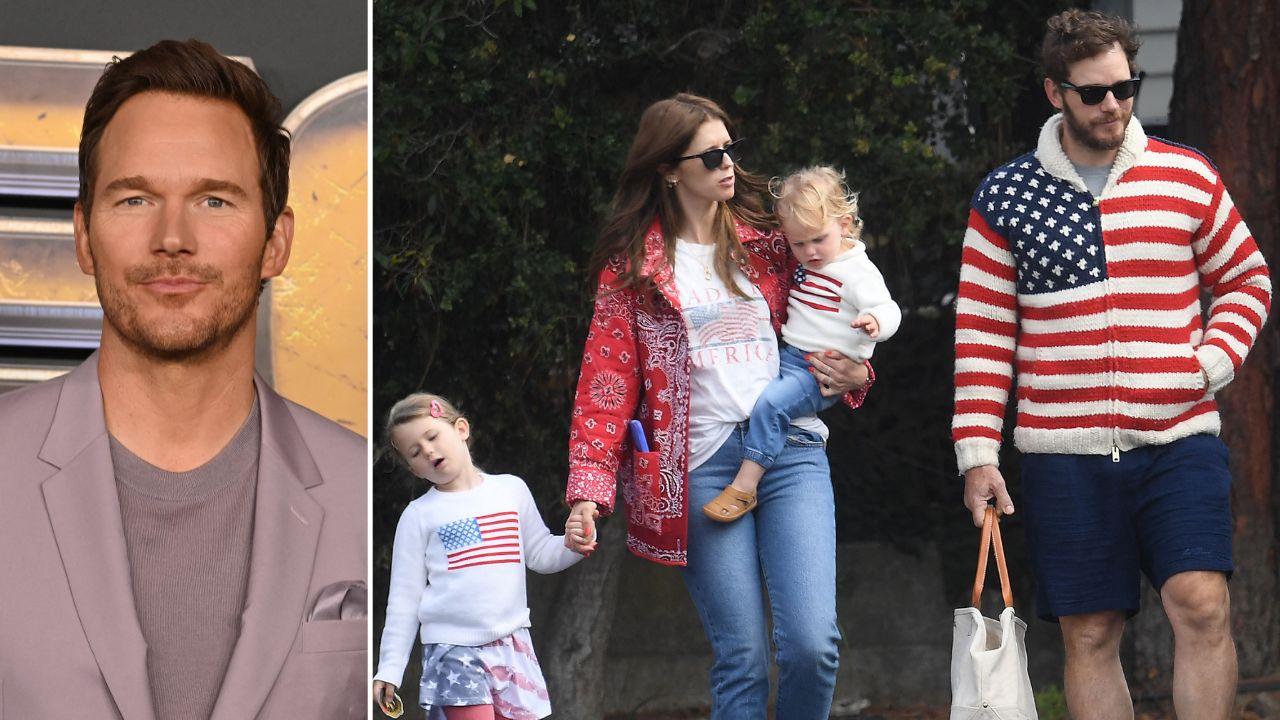 Image of Chris Pratt with wife and kids