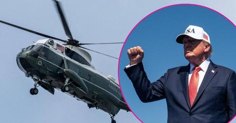 Composite photo of Donald Trump and Marine One.