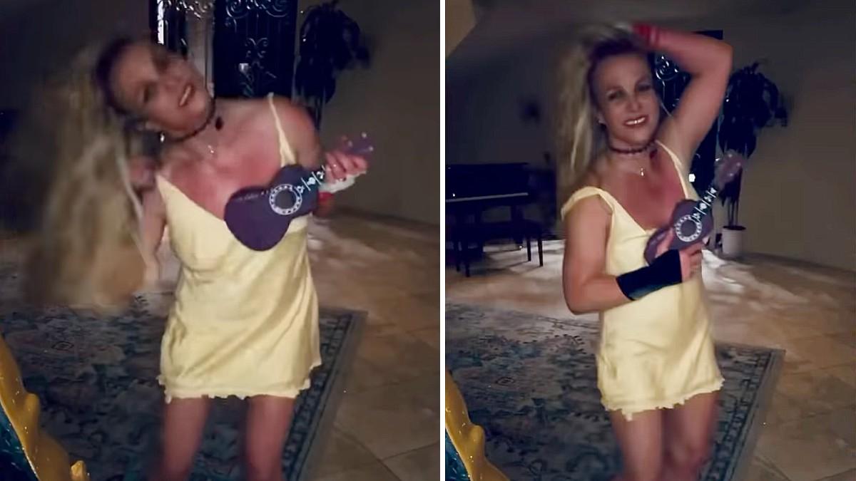 Image of Britney Spears almost suffered a wardrobe malfunction in recent Instagram video. 