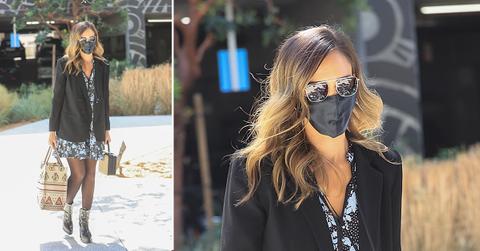 jessica alba looks stylish heading to work