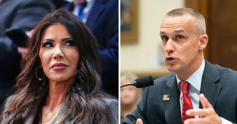 image split of Kristi Noem and Corey Lewandowski
