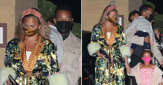 chrissy teigen and john legend along with their two children grab dinner at nobu malibu ok